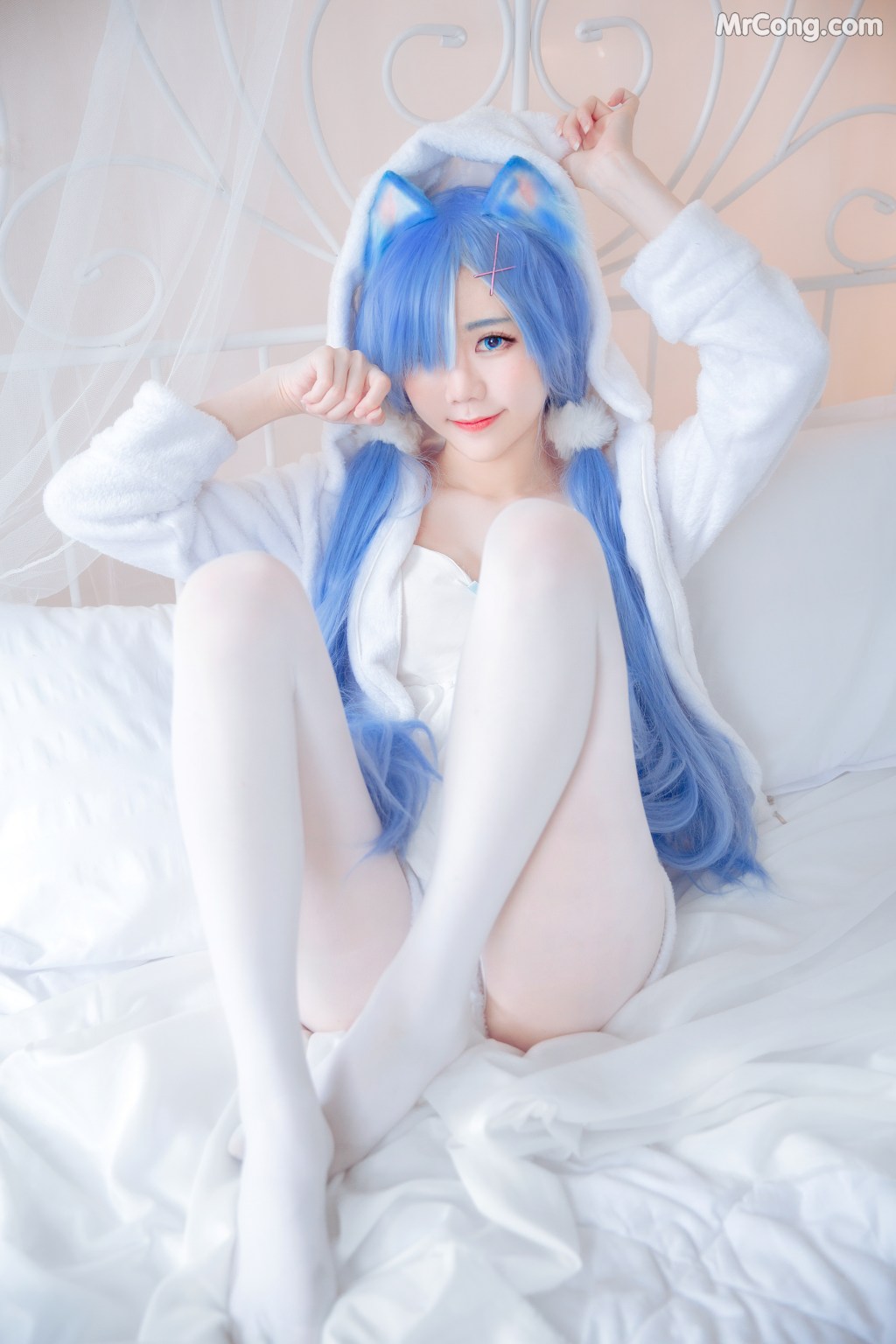 Coser@Sally多啦雪 (Sally Dorasnow): [ReZero][Rem] White Kitty (49 photos) – Page 5