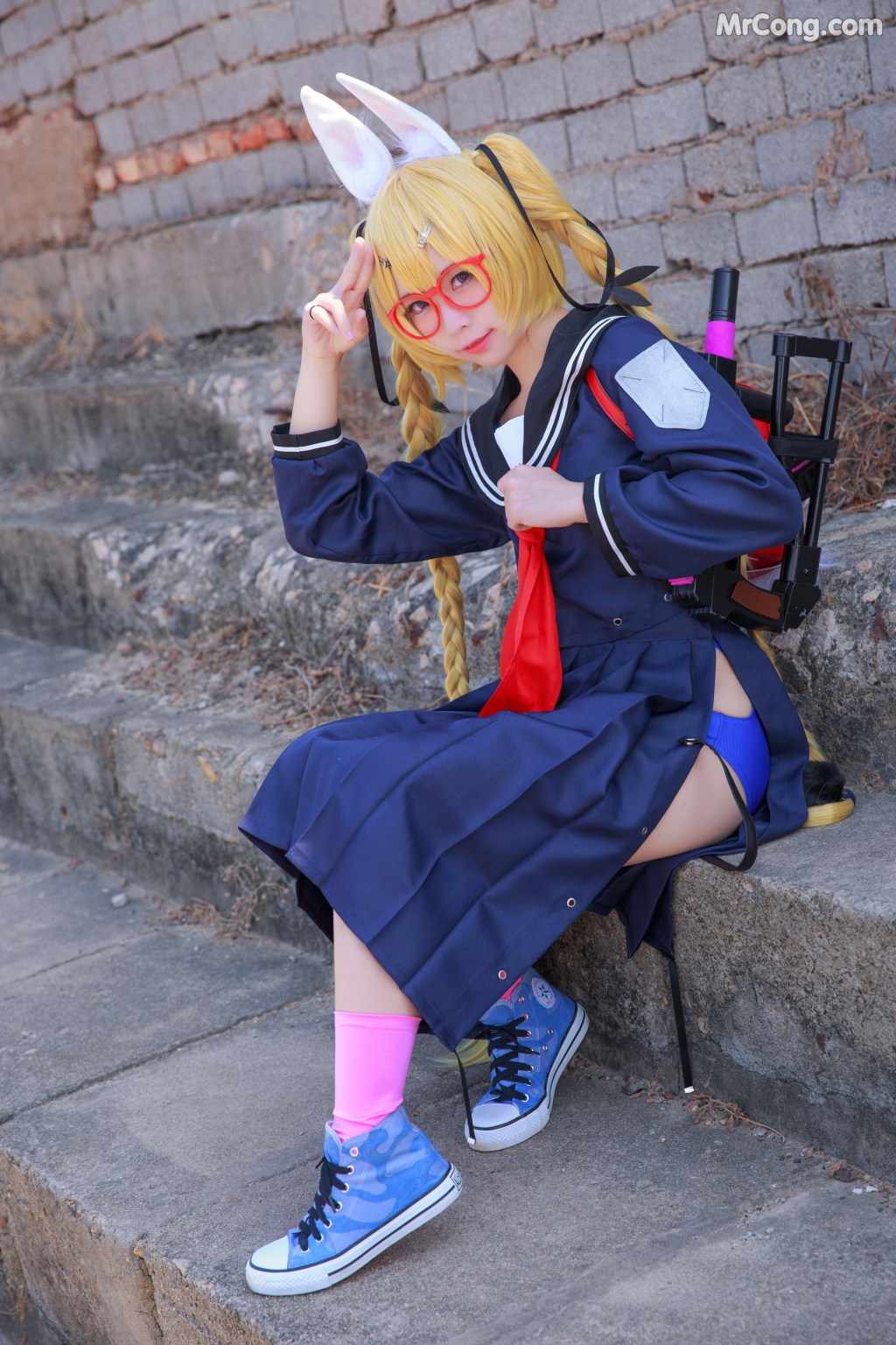 Coser@G44不会受伤 Vol.038: 旋风校服 (21 photos)