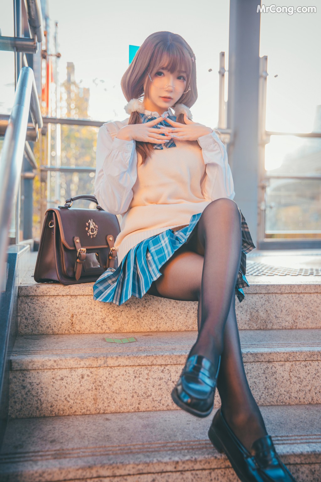 Coser@雪晴Astra (雪晴嘟嘟) Vol.036: JK夕阳 (25 photos)