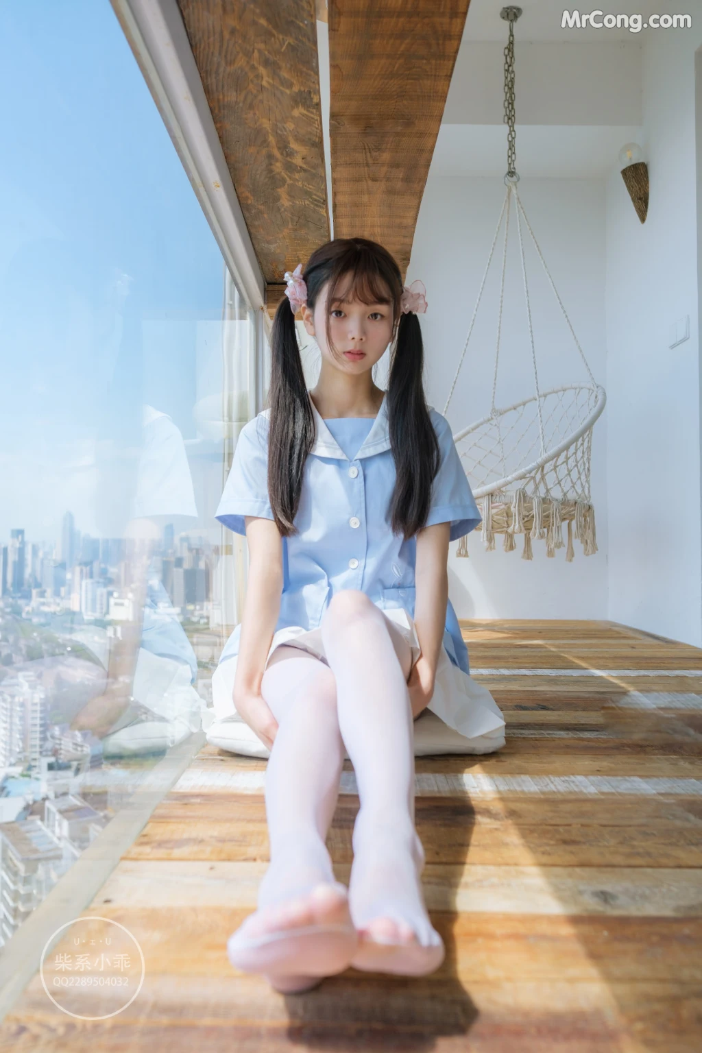 Coser@稚乖画册 Vol.001: 晴空01 白丝双马尾JK (79 photos) – Page 4