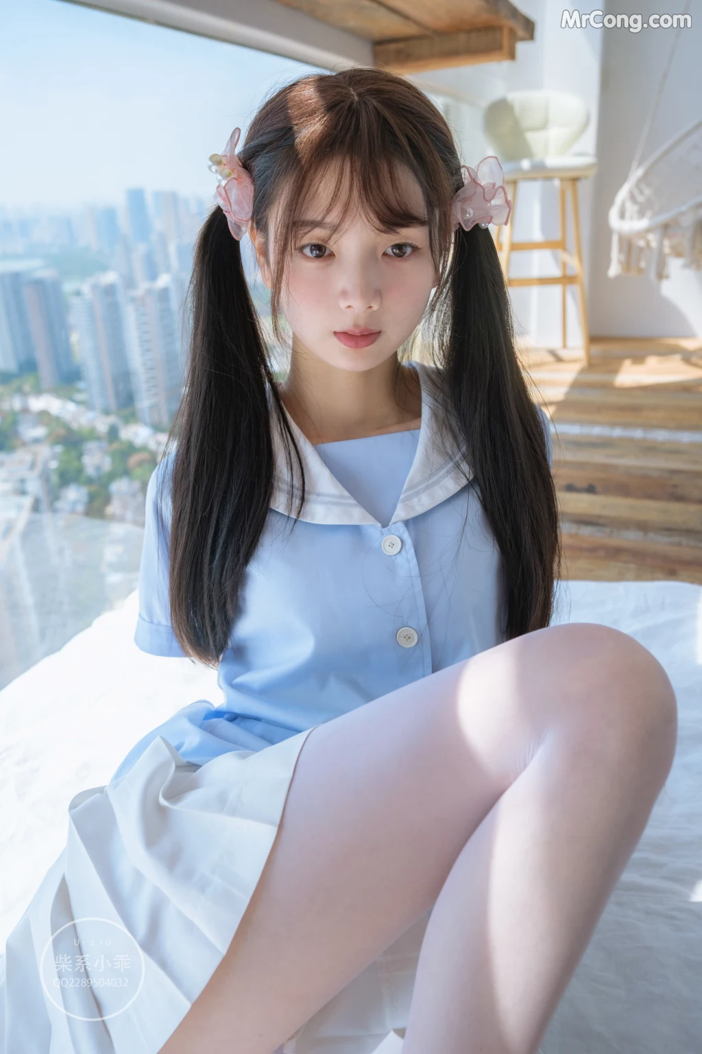 Coser@稚乖画册 Vol.001: 晴空01 白丝双马尾JK (79 photos) – Page 5
