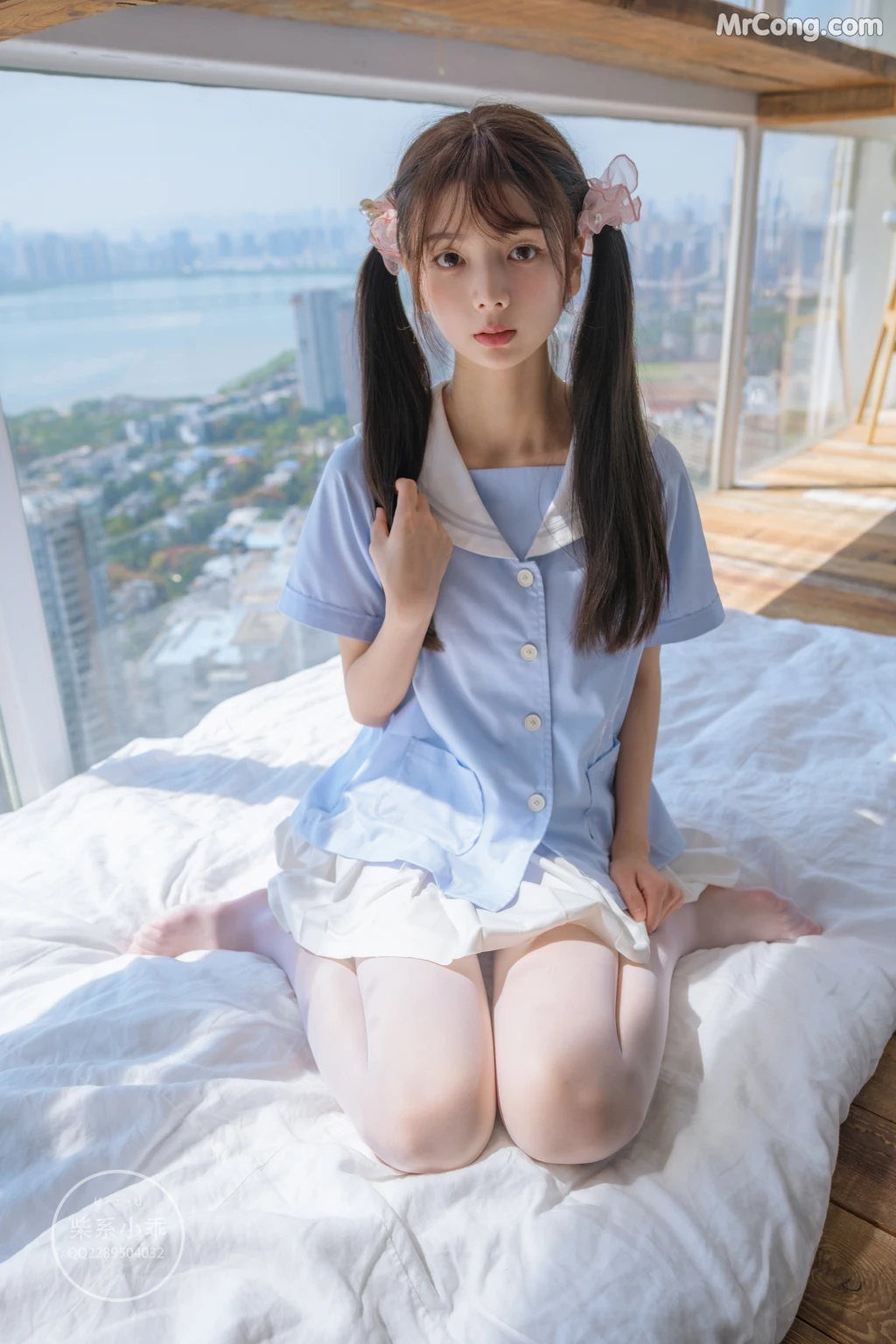 Coser@稚乖画册 Vol.001: 晴空01 白丝双马尾JK (79 photos) – Page 6