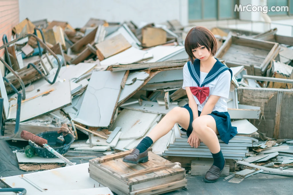 Coser@蠢沫沫 (chunmomo) Vol.035: 天台JK (40 photos)