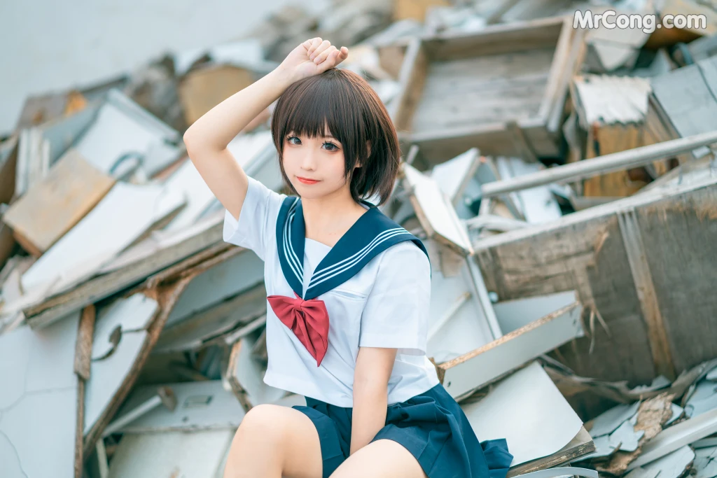 Coser@蠢沫沫 (chunmomo) Vol.035: 天台JK (40 photos)