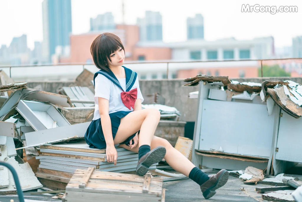 Coser@蠢沫沫 (chunmomo) Vol.035: 天台JK (40 photos)