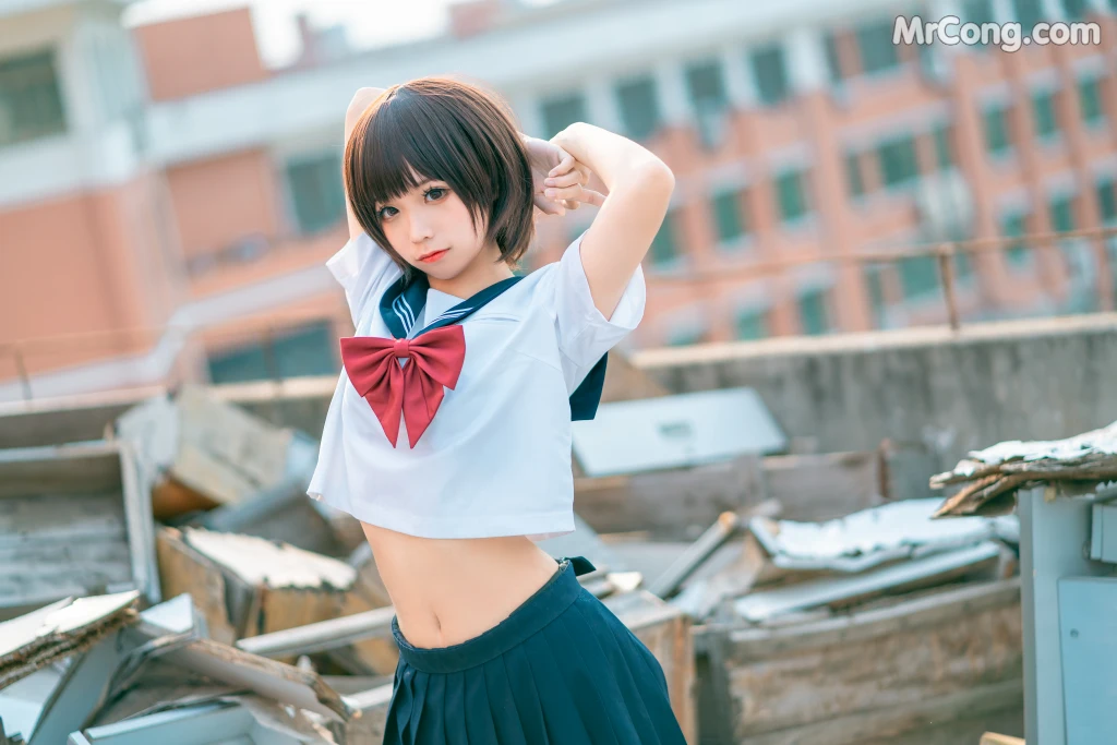 Coser@蠢沫沫 (chunmomo) Vol.035: 天台JK (40 photos)