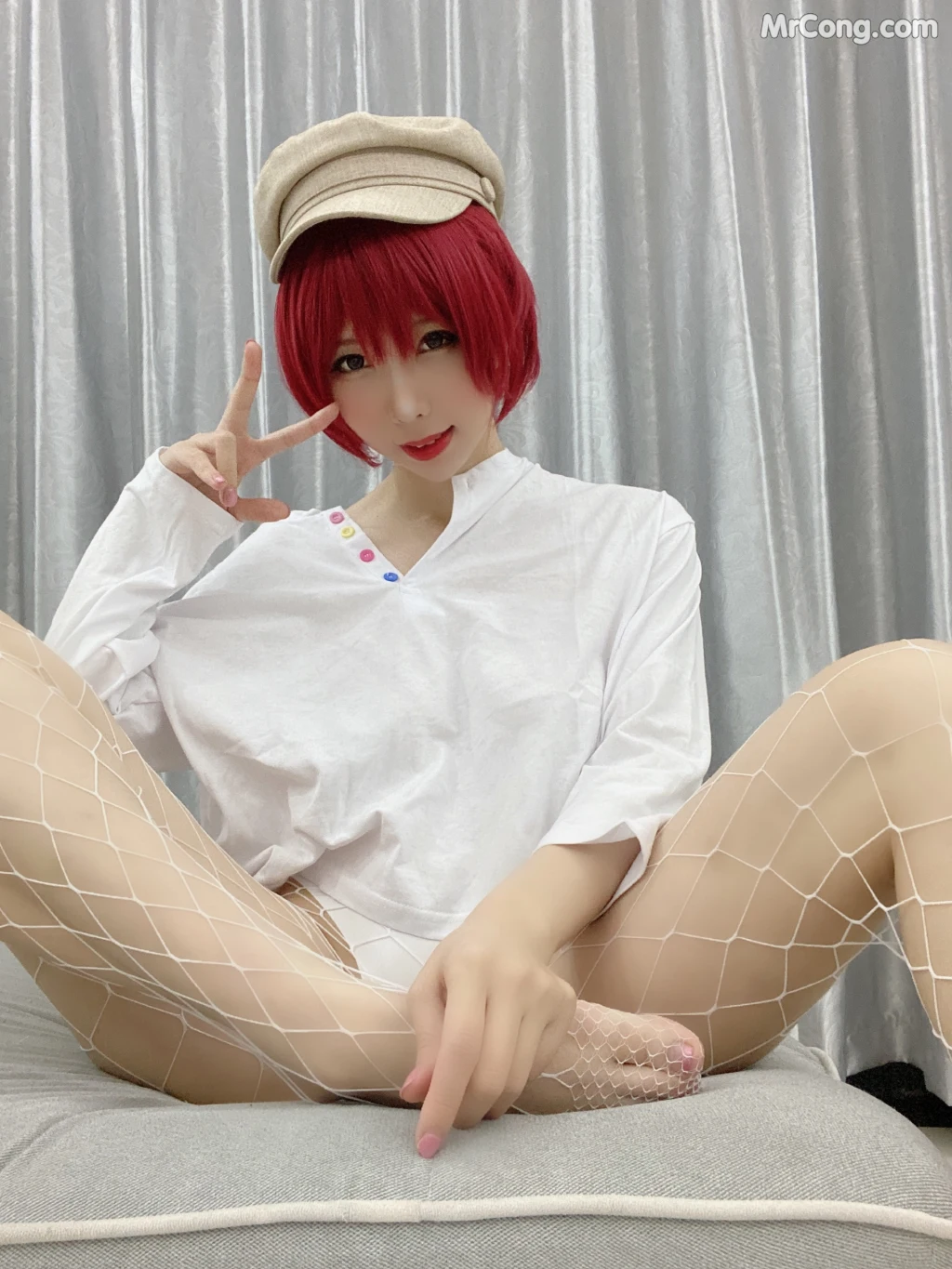 Coser@Kano Nozomi (鹿野希) Vol.10: 红发白网袜 (107 photos + 2 videos) – Page 4