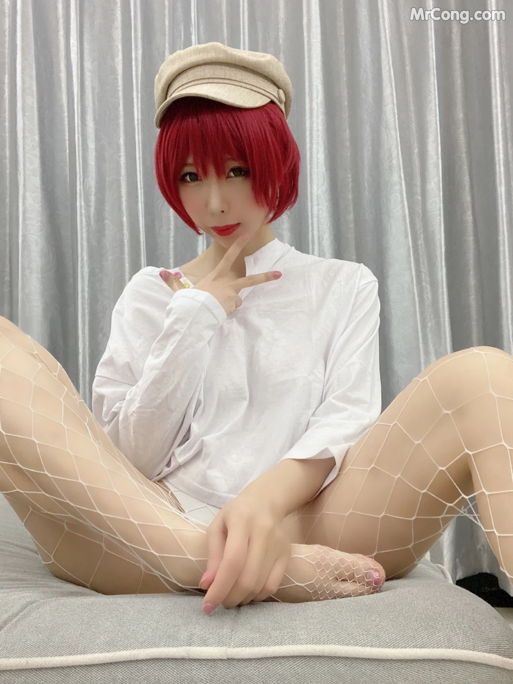 Coser@Kano Nozomi (鹿野希) Vol.10: 红发白网袜 (107 photos + 2 videos) – Page 5