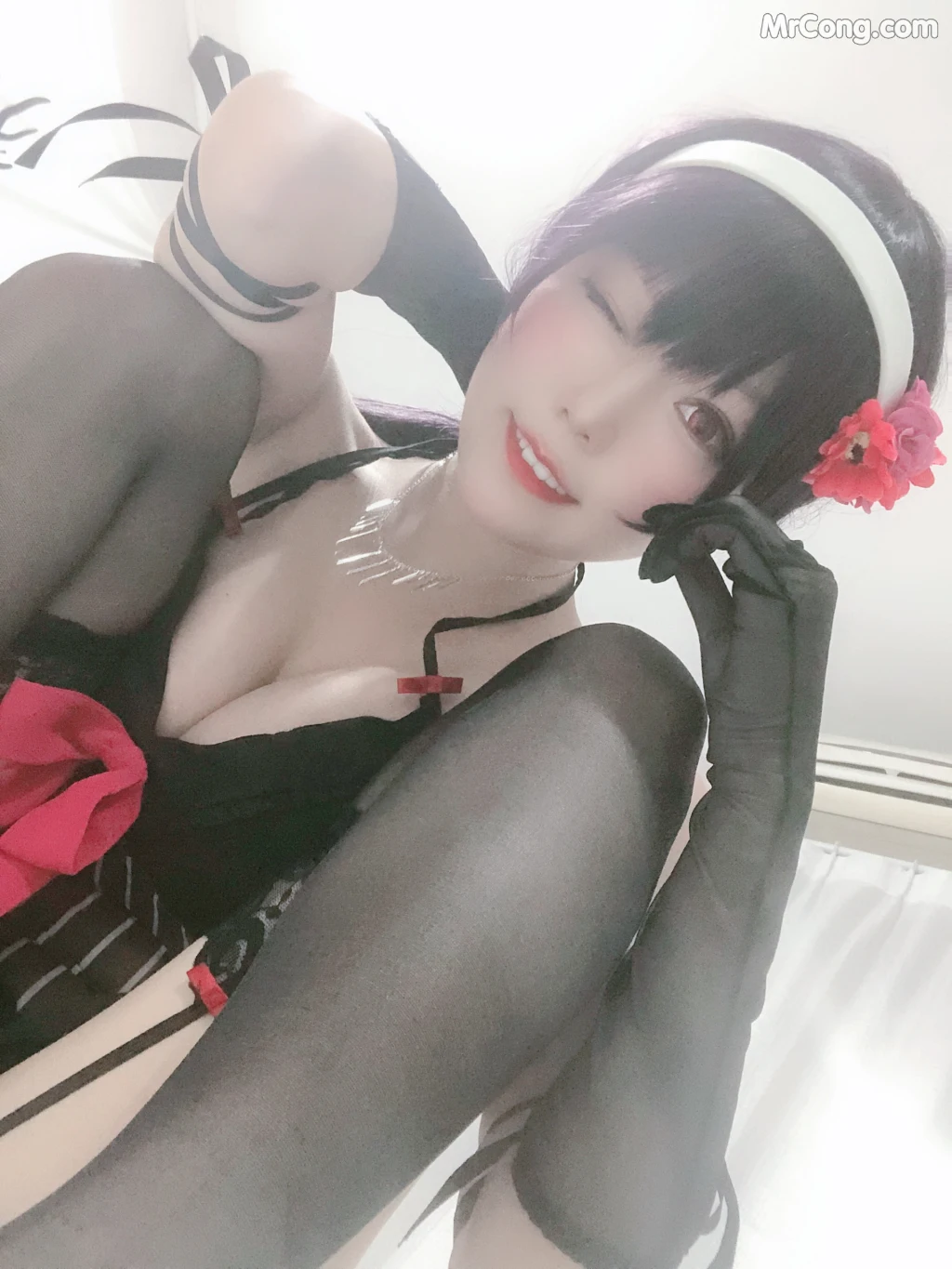 Coser@香草喵露露 No.015: 诗羽学姐睡衣自拍 (45 photos)