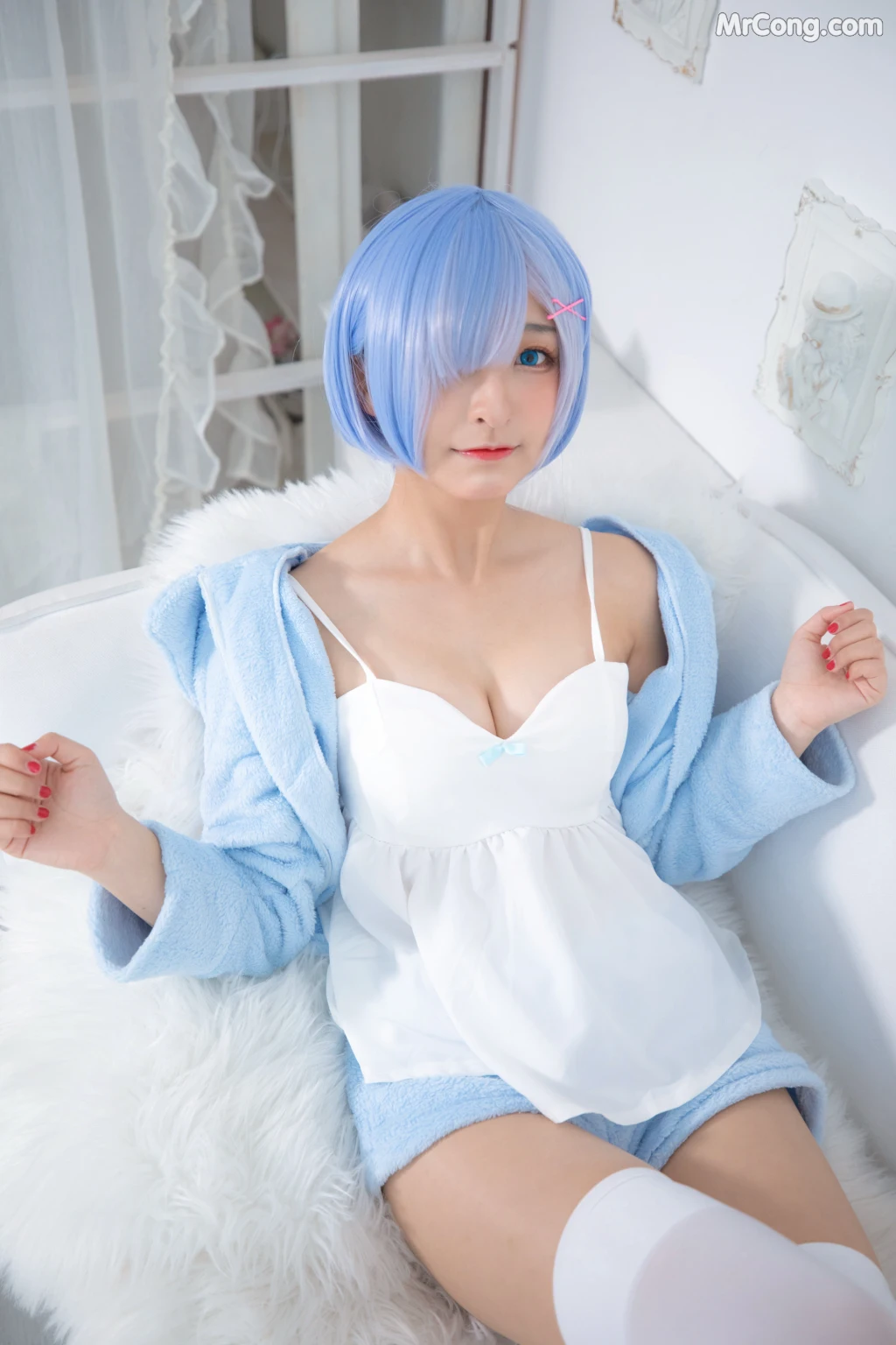 Coser@神楽坂真冬 Vol.005: 蕾姆 Milk by blue (150 photos)