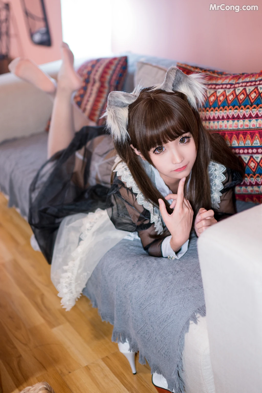 Coser@蠢沫沫 (chunmomo) Vol.041: 黑透明女仆 (44 photos)