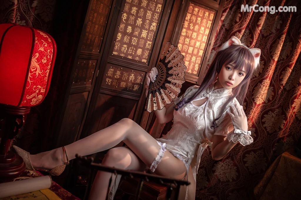 Coser@雯妹不讲道理 No.006: 白丝吊带袜 (15 photos)