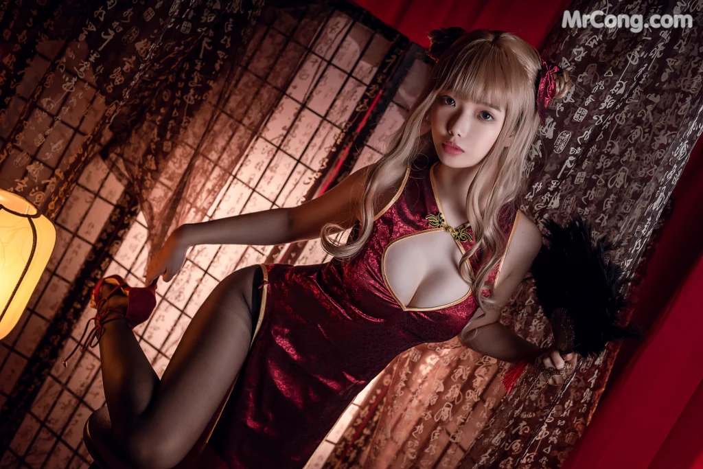 Coser@雯妹不讲道理 No.010: 黑丝T-back (14 photos)