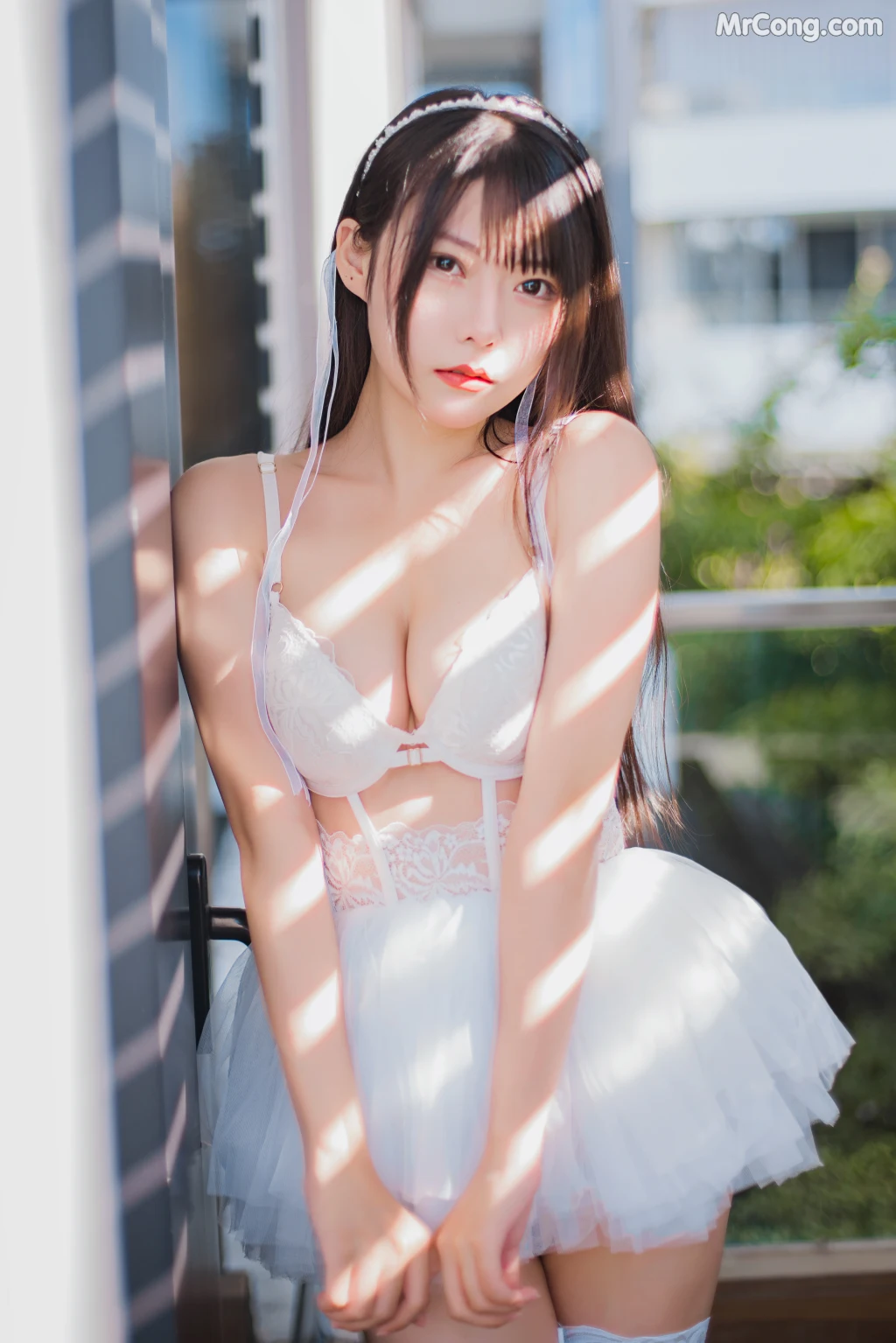 Coser@香草喵露露 No.041: 杨枝甘露 白色纱裙 (48 photos + 1 video)