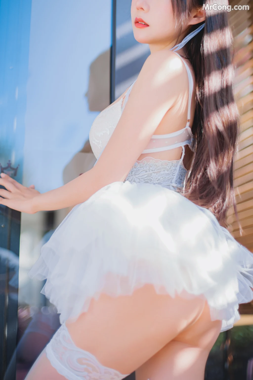 Coser@香草喵露露 No.041: 杨枝甘露 白色纱裙 (48 photos + 1 video)