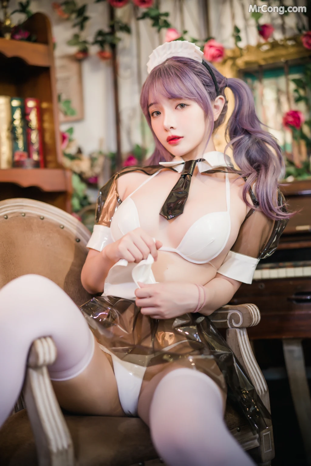 Coser@雯妹不讲道理 No.047: 透明皮衣女仆 (18 photos)