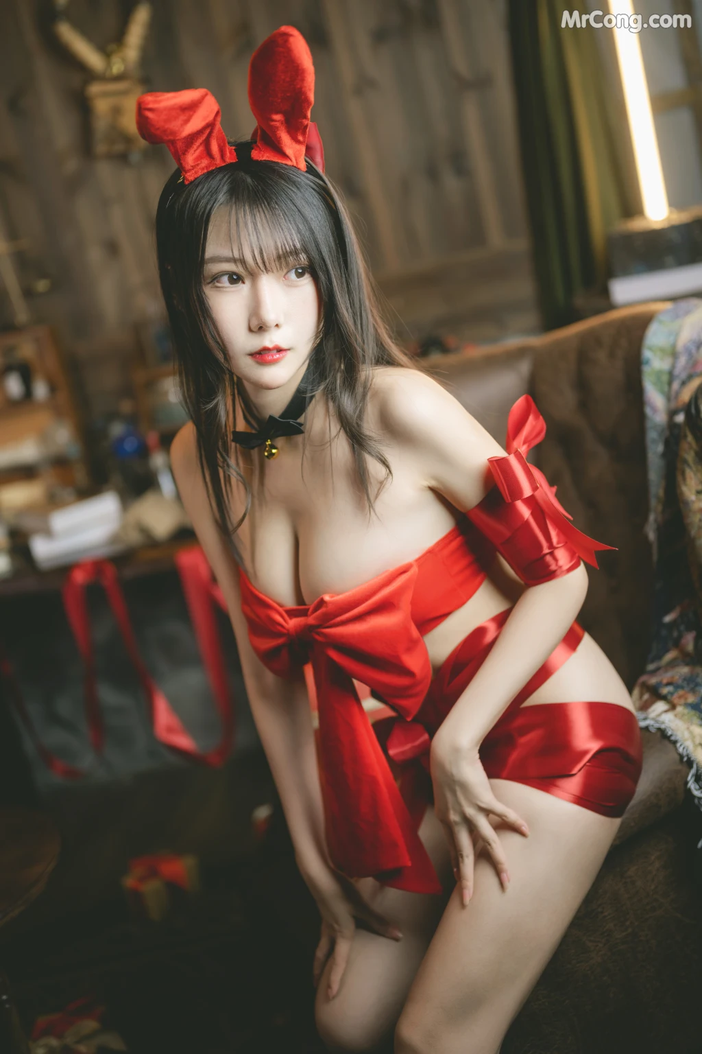 Coser@香草喵露露 No.42: 杨枝甘露 红色丝带礼物 (54 photos + 1 video)