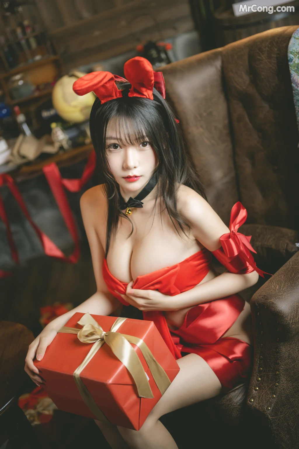 Coser@香草喵露露 No.42: 杨枝甘露 红色丝带礼物 (54 photos + 1 video)
